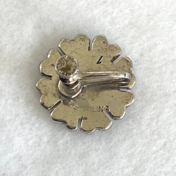 VTG Sterling Silver 925 Marcasite Floral Flower Screw Back Earrings - Picture 6 of 16